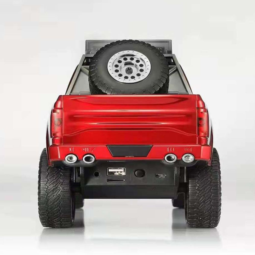 Red monster truck Bluetooth speaker with LED lights, WSTER WS-589, portable wireless audio man cave decor.