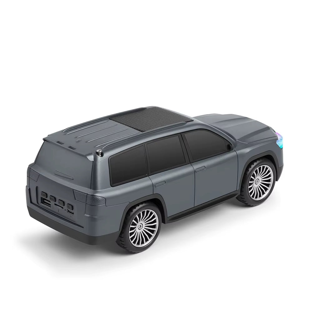 Green off-road SUV Bluetooth speaker with solar panel and FM radio, H@F GU-168, rugged portable wireless audio.