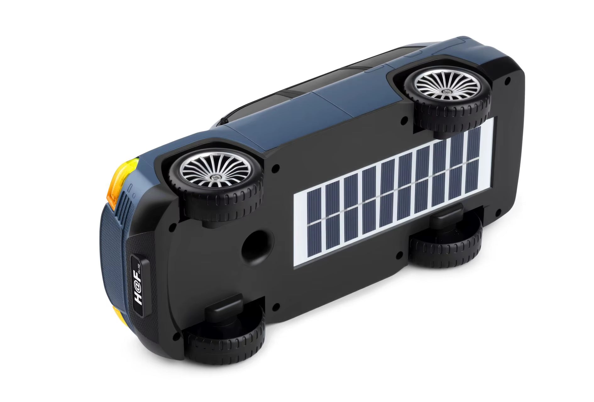Black off-road SUV Bluetooth speaker with solar panel and FM radio, H@F GU-168 rugged portable wireless audio.