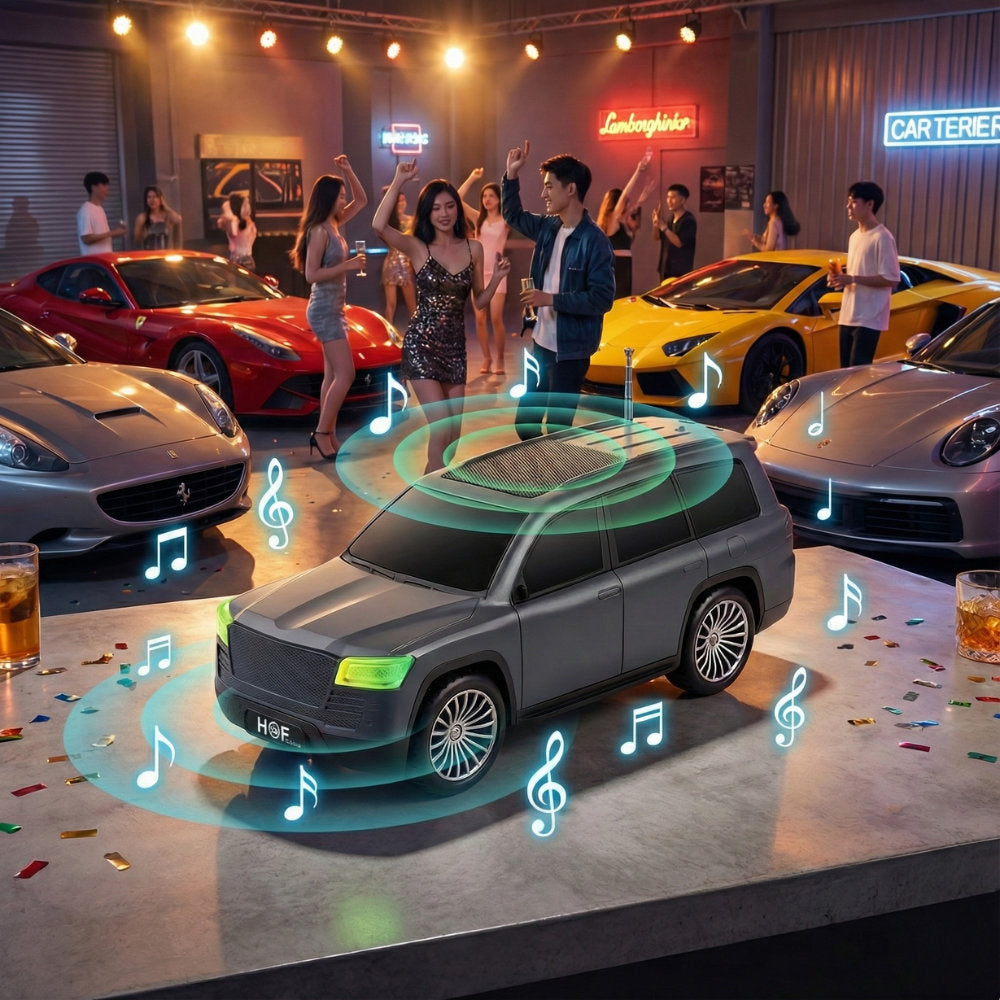 Rugged off-road SUV Bluetooth speaker with solar panel, FM radio and super bass, H@F GU-168 man cave decor.