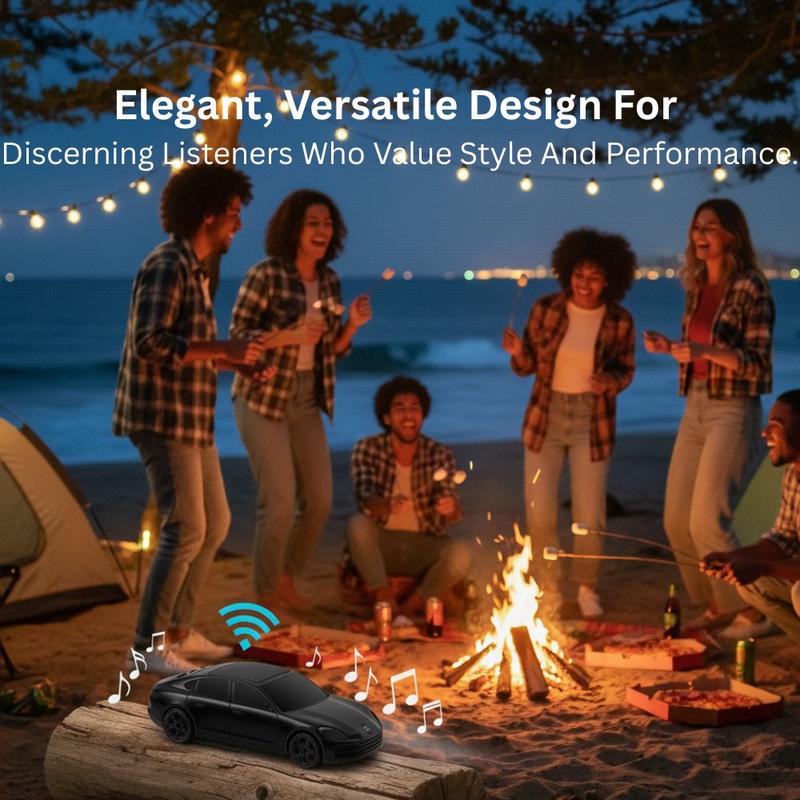 H@F F-138 grand touring sports car Bluetooth speaker, luxury portable wireless audio desk setup accessory.