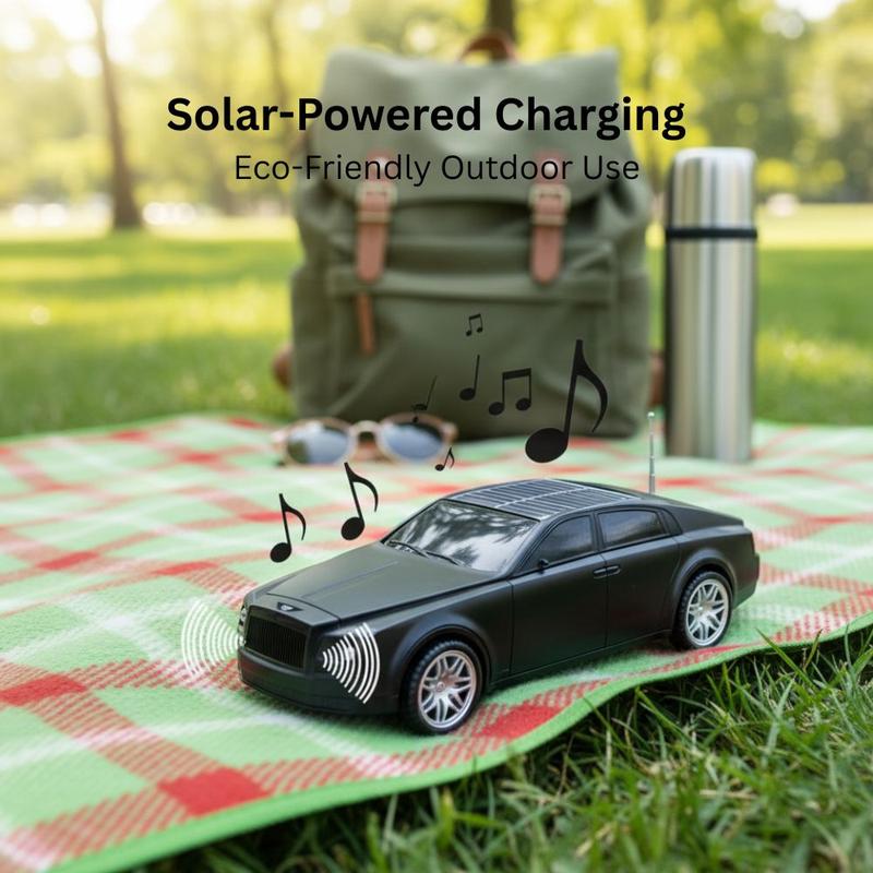 H@F F98 luxury car design solar Bluetooth speaker, portable wireless audio desk setup accessory for car guys.