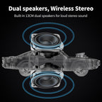 Black retro classic car Bluetooth speaker, WSTER WS-1968, FM radio USB/SD/AUX portable desk setup accessory.