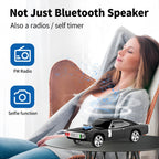 Black retro classic car Bluetooth speaker, WSTER WS-1968, FM radio USB/SD/AUX desk setup accessory.