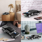 Black retro classic car Bluetooth speaker, WSTER WS-1968, FM radio USB/SD/AUX desk setup accessory.