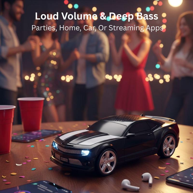 American race car coupe Bluetooth speaker with LED lights, WSTER WS-592, surround sound desk setup accessory