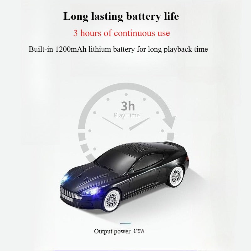 Compact modern car-style Bluetooth speaker with LED lights, WSTER WS-593, portable desk setup accessory.