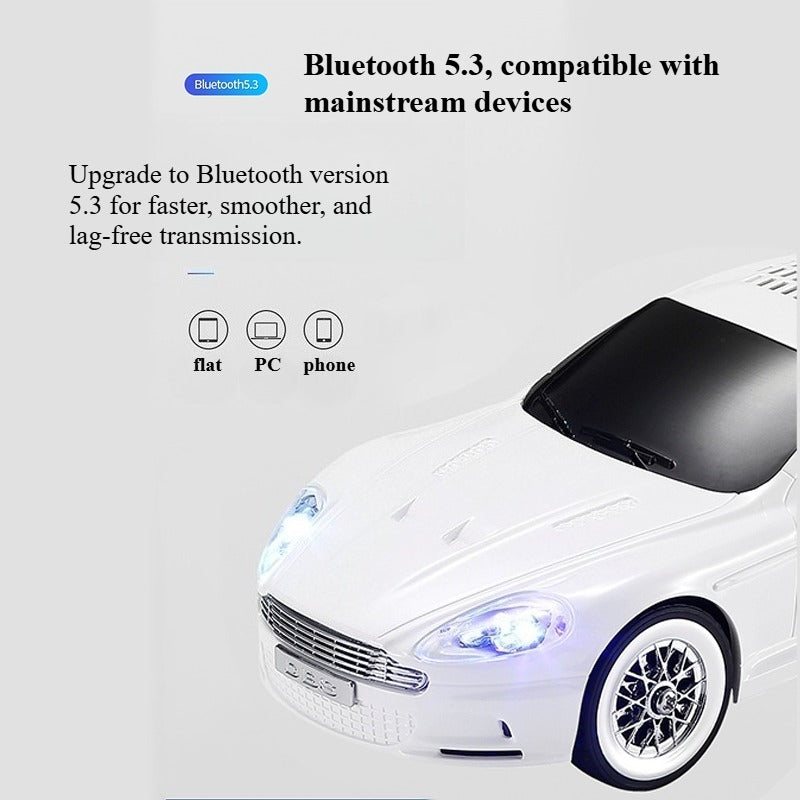 Compact modern car-style Bluetooth speaker with LED lights, WSTER WS-593, portable desk setup accessory.
