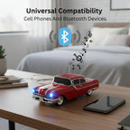 1958 Chevy-inspired vintage car Bluetooth speaker with LED lights, WSTER WS-598, retro desk setup accessory.