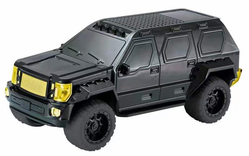 Black SUV car-shaped Bluetooth wireless speaker with LED lights, WSTER WS-1869, rugged desk accessory.