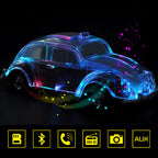 Green Beetle-style taxi car Bluetooth speaker, WSTER WS-1937, retro desk setup accessory and gift.