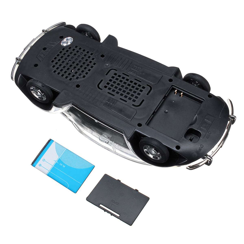 Crystal clear Beetle-style taxi car Bluetooth speaker, WSTER WS-1937, retro desk setup accessory and gift.