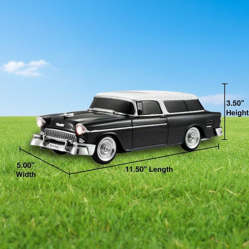 Vintage vinyl roof classic car Bluetooth speaker with LED automobile lights, WSTER WS-1955 retro desk decor.