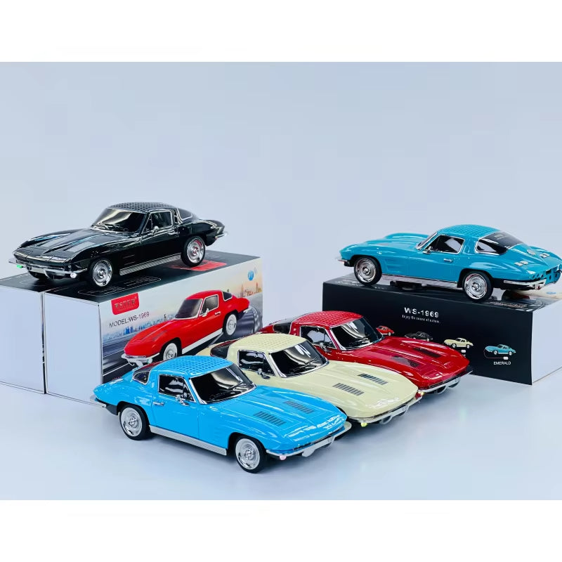 1969 retro classic car Bluetooth speaker, WSTER WS-1969, moving wheels, LED lights, FM radio, USB-C desk decor