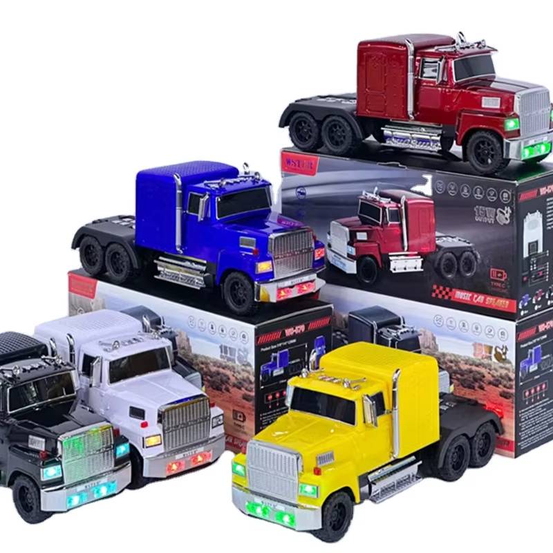 WSTER WS-570 semi truck Bluetooth speaker with LED lights, loud portable wireless audio and FM radio.
