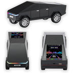 Cybertruck-style cybercar Bluetooth speaker with LED lights and display, WSTER WS-580, loud bass desk accessory.
