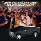 Cybertruck-style LED Bluetooth speaker with display and FM radio, WSTER WS-580, loud bass desk setup accessory.
