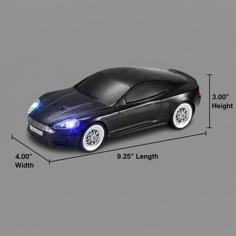 Compact modern car-style Bluetooth speaker with LED lights, WSTER WS-593, portable wireless desk setup accessory.