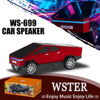 Futuristic Cybercar Bluetooth speaker with solar charging, LED lights and FM radio, WSTER WS-699 desk decor.