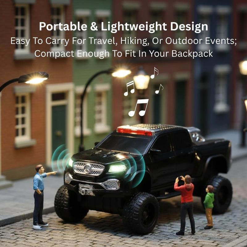 WSTER WS-X65 monster truck Bluetooth speaker with LED lights, engine sound effect, FM/TF/USB desk decor.