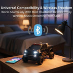 Monster truck Bluetooth speaker with LED lights and engine sound, WSTER WS-X65, rugged man cave desk decor.