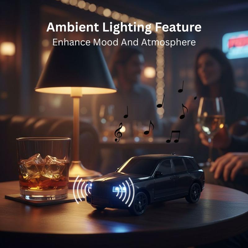 Luxury SUV-style portable Bluetooth speaker X-702, desk setup accessory and man cave decor for car guys.