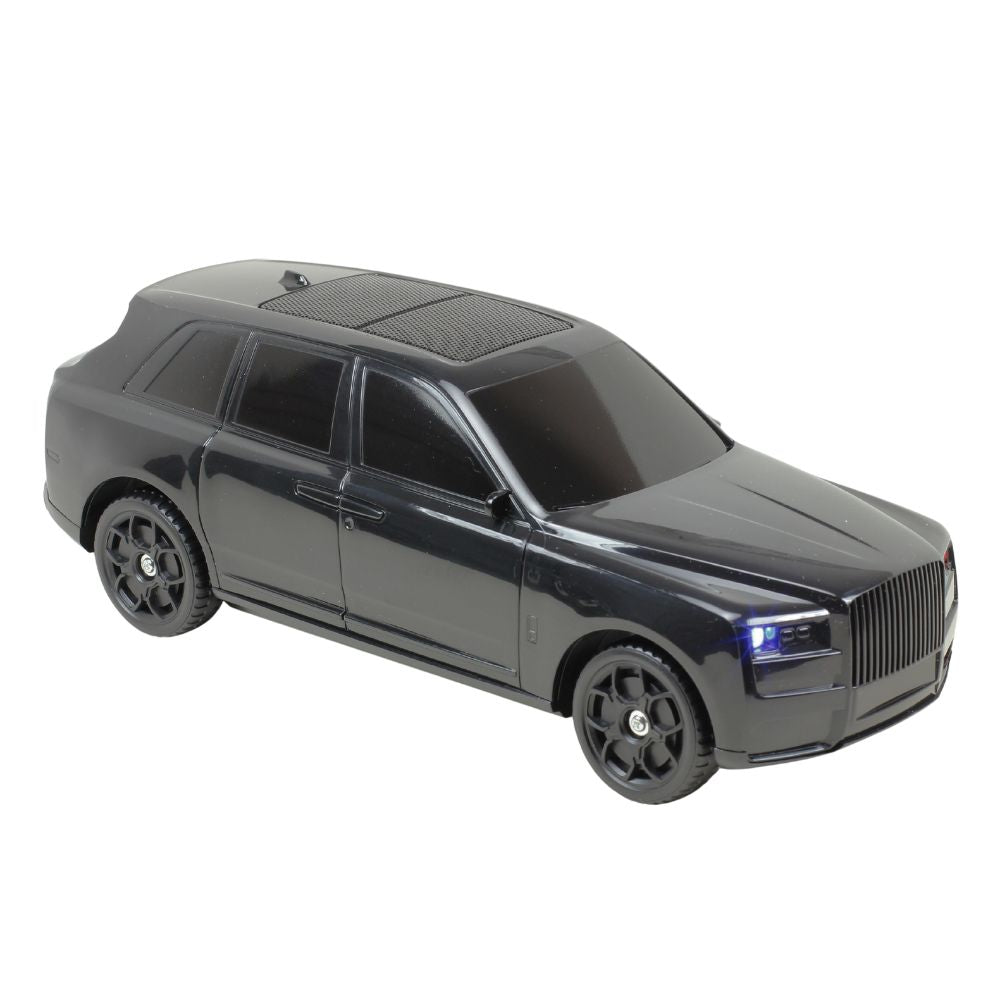 Black luxury SUV style Bluetooth speaker, X-702 portable wireless audio desk setup accessory for car guys.