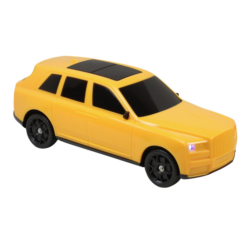 Gold luxury SUV style Bluetooth speaker X-702, portable wireless audio desk setup accessory for car guys.