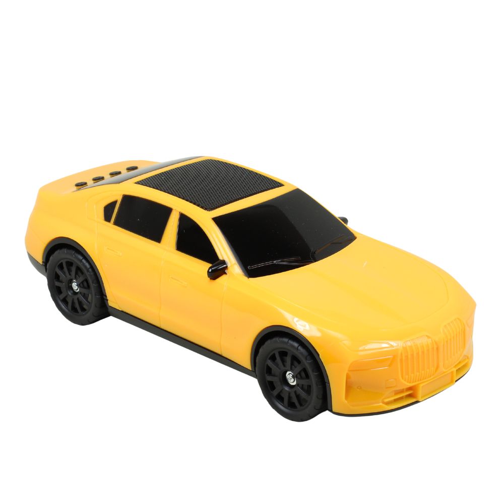 Gold sport car design Bluetooth speaker, X-703 solar powered portable wireless audio desk setup accessory.